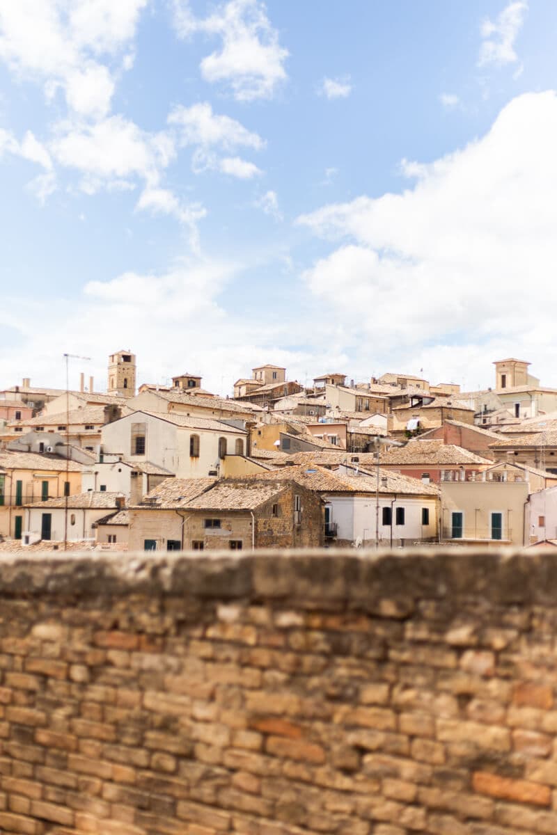 Panoramic view of Rocca San Giovanni hilltop village with terracotta rooftops